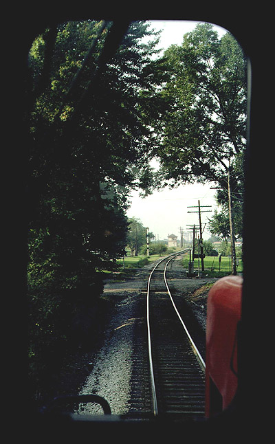 image copyright Jim Sinclair - do not use without permission - aboard southbound DT&I train approaching Columbus Grove August 27, 1977