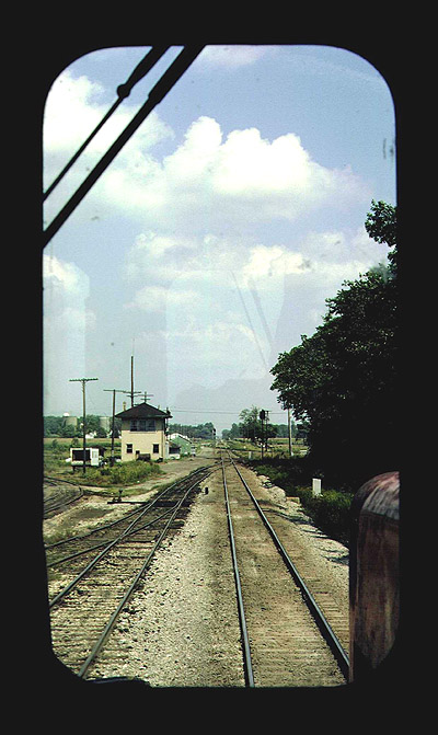 image copyright Jim Sinclair - do not use without permission - Diann tower as seen from the cab of 410 North (Train JD-2) on August 28, 1977