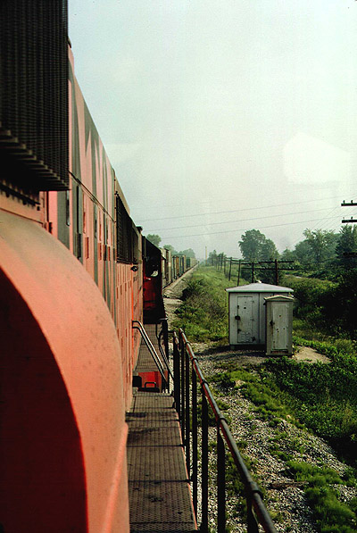 image copyright Jim Sinclair - do not use without permission - southbound DT&I train at DT&I Junction August 27, 1977